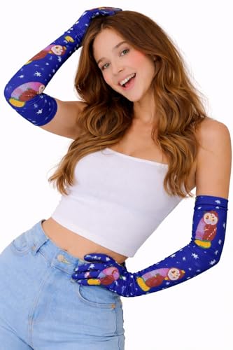 Image of Women's Driving Gloves, Printed Cotton Full Hand Summer Gloves for Protection from Sun Burn /Heat /Pollution (Pack of 1 Pair)