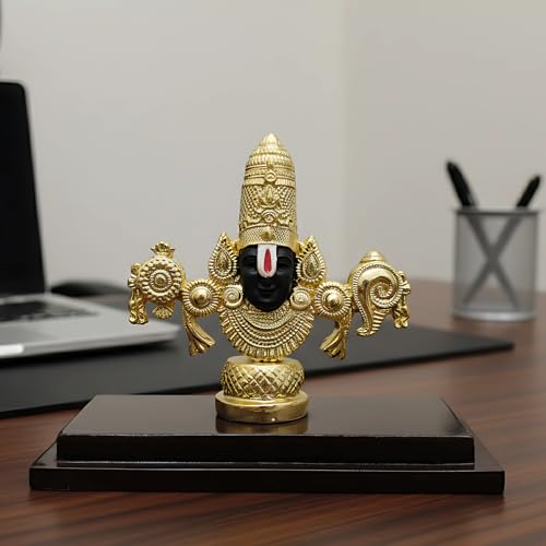 Image of 24K Gold Plated Lord Venkateswara Swamy Idol (6 Inch) - Luxurious Balaji Murti for Home Temple, Executive Office Desk, Premium Gifting - Symbol of Immense Wealth, Divine Grace