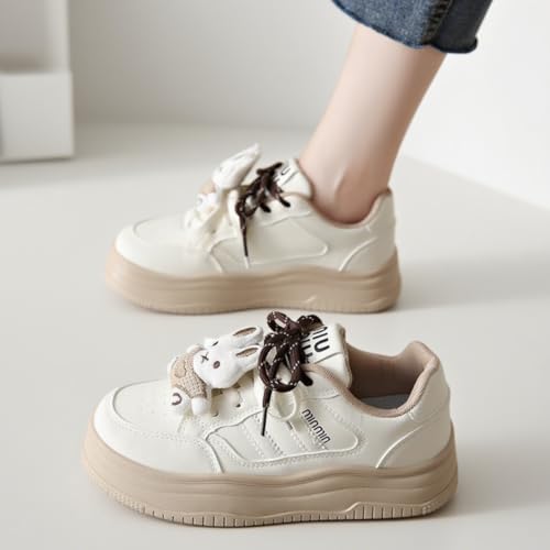 Women Cute Platform Sneakers, Korean Style Bunny Charm Candy Color Girls Casual Walking Shoes Student Comfortable Slip-On3
