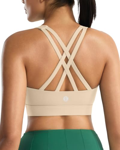 Image of RUNNING GIRL Sports Bra for Women,Molded Cup Strappy Running High Impact Sports Bra with Sewn in Pads
