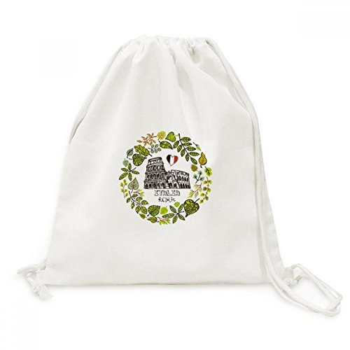 Voyage Sacs Shopping Toile Drawstring Backpack léger motif Rome