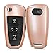 Produktbild kwmobile Autoschlüssel Hülle kompatibel mit Audi 3-Tasten Klappschlüssel - Hardcover Schutzhülle Schlüsselhülle Cover in Metallic Rosegold