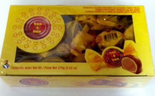 Bon o Bon Bombones Rellenas con Crema de Cacahuate/Bonbons with Peanut Cream Filling and Wafer