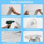 BQKOZFIN 80cm Wall Mounted Clothes Drying Rack,Laundry Drying Rack Collapsible, Drying Rack Clothing for Laundry Bathroom Indoor Outdoor, Can Store Clothes(White)