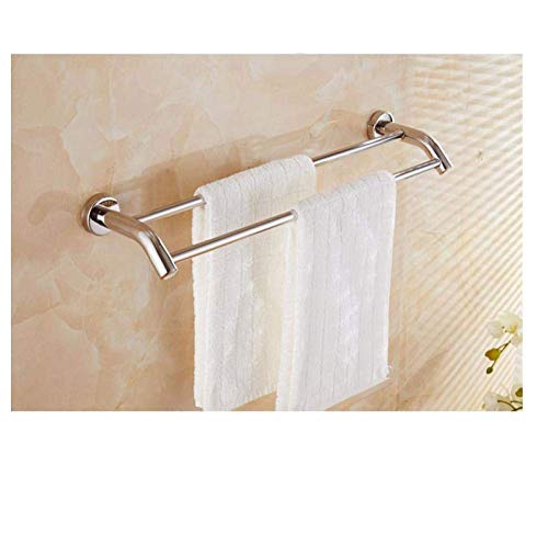 Porte-serviettes de bain chrome suspendu double barre murale 50cm