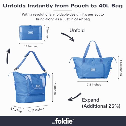 image for The Foldie Foldable Travel Tote Bag for Women - 40L Weekender Overnigh