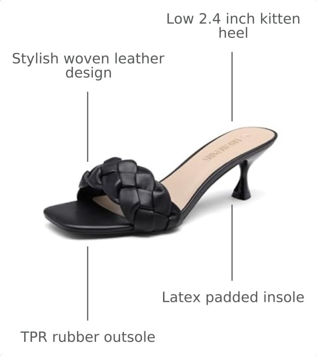 Image of DREAM PAIRS Heels for Women Rhinestone Open Toe Low Kitten Heels Sexy Stilettos Heels Pump Sandals Party Evening Prom Dance Dress Shoes