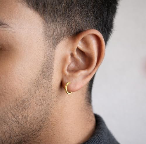 Image of Trendy Stainless Steel Clip On Hoop Earring, Non-Piercing, Small Round Ear Cuff, for Men, Women, Boys and Girls, 1 Pair