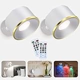 Cyhentoon Wall Sconces Set of 2, Bedside Reading Wall Light Rechargeable Battery Operated 16 Colors