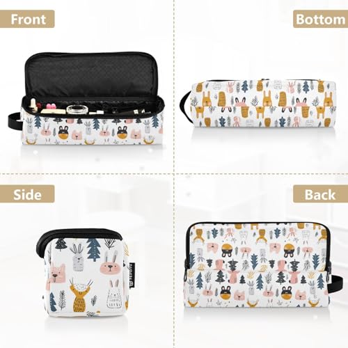 Bolsa organizadora portátil para herramientas de cabello Doodle Animals Marble con tapete resistente al calor para planchas, rizadores y accesorios para cuidado capilar miniatura 5