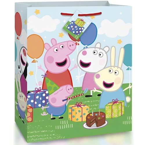 Unique Peppa Pig Large Plastic Gift Bag - (1 Count) | Durable & Reusable Perfect for Parties & Celebrations