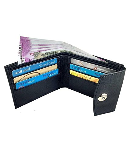 amicraft Black Men's Synthetic Leather Wallet 8 Card Slot (Black)-picture-11