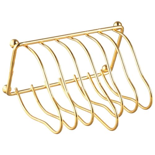 couponhub Metal Toast Rack, Gold Household Small Bowl and Dish Rack, Storage Drain Rack, Triangular Storage Rack, Can Hold Six Pieces of Bread, and Toast Bread Storage Rack in The Kitchen