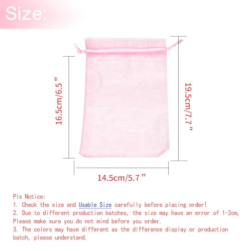 Image of Dealglad 50pcs Drawstring Organza Jewelry Candy Pouch Christmas Wedding Party Favor Gift Bags (6x8 inch, Pink)
