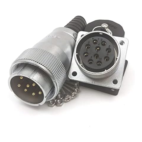MCcamstore WEIPU WS32 4 6 8 10 11 12 13 19 Pin Panel Mount Connector Plug and Socket, Waterproof Connector Male Female Metal Connector (Straight, Panel Mount,10pin) Cover