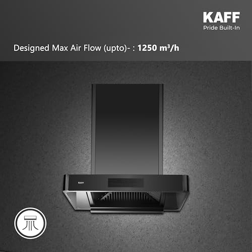 Image of KAFF XPRO 60 cm Filterless Auto Clean Kitchen Chimney | 1400 m /hr Suction | Motion Sensor & Touch Control | Black Glass | Low Noise | 7 Years Warranty on Motor
