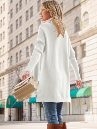 Image of LILLUSORY Women's Turtleneck Oversized Sweaters Long Batwing Sleeve Spilt Hem Tunic Pullover Knit Tops