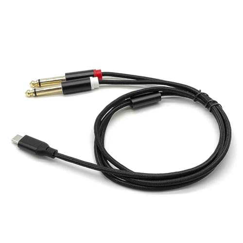 Cable de Audio USB C a 2 Macho 6.35mm TRS 1 Metro miniatura 4