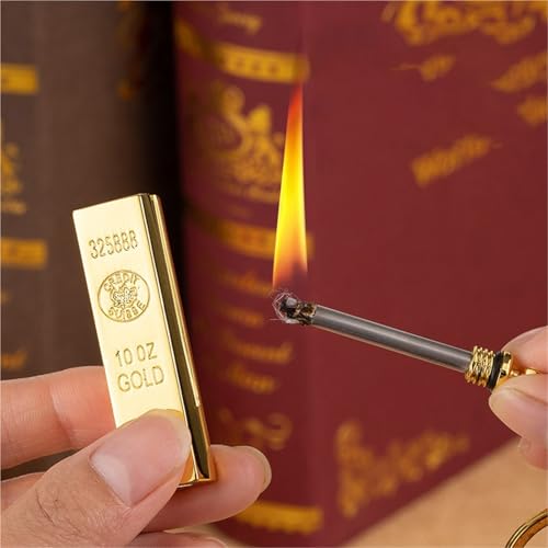 Encendedor permanente de pedernal con llavero, dorado miniatura 2