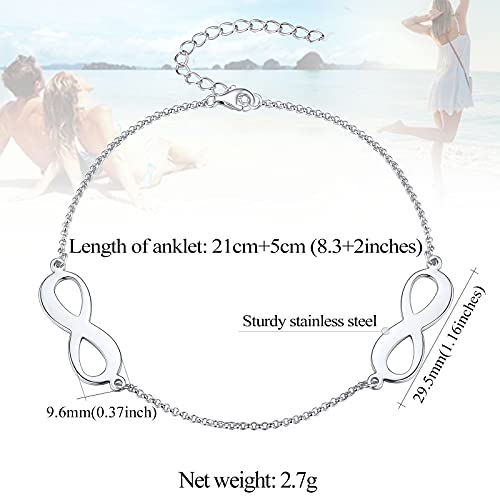Infinity Ankle Bracelet For Women Girls Stainless Steel Anklet Love Friendship Custom Two Names Summer Jewelry 8.5'' Adjustable Foot Link Chain For Best Friend Sisters #TOP5