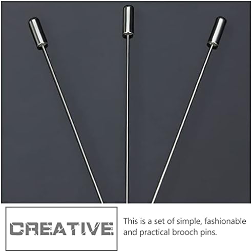 Didiseaon 40Pcs Copper Brooch Stick Pin Long Needle Eye Pin DIY Metal Jewelry Findings for Lapel Scarf Hat Safety Pins Earring Accessories 90mm Silver