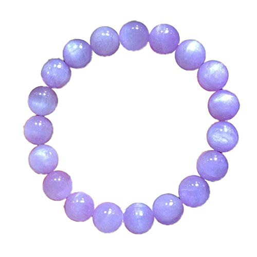 Bracelet Kunzite violette naturelle 10mm bijou perles rondes unisexes style minéral
