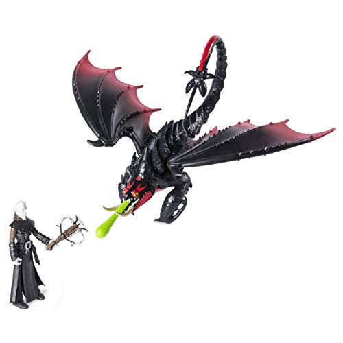 Image of DreamWorks Dragons, Deathgripper and Grimmel, Dragon with Armored Viking Figure, for Kids Aged 4 and Up