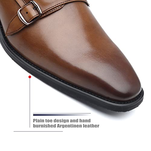 La Milano Mens Double Monk Strap Slip-on Loafer Oxford Formal Business Casual Dress Shoes for Men, Darkbrown, 7 by La Milano - Used condition - Image 3