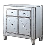 Convenience Concepts 413306WGY Gold Coast Vineyard 2-Drawer Mirrored Hall Table, Weathered Gray