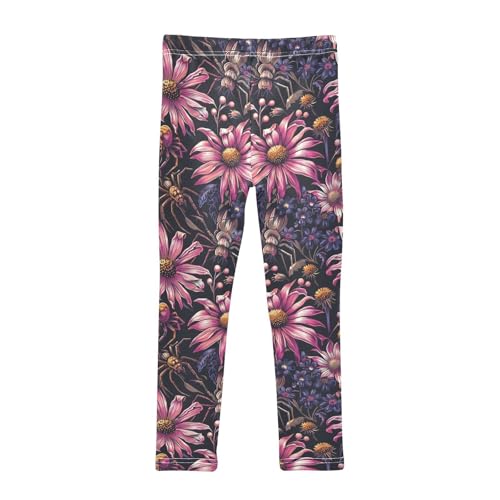 Girls Leggings Spiders Flowers Soft Toddler Leggings for Girls Kids Pants Size 4T-10T2