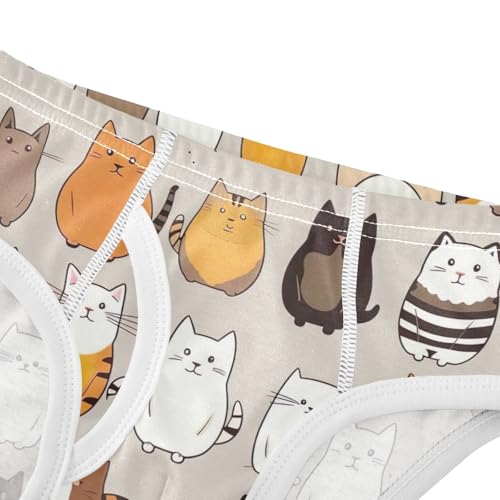 ODAWA Cats Cartoon Beige Tag Free Cotton Toddler Underwear, Toddler Boys Underwear 2T4