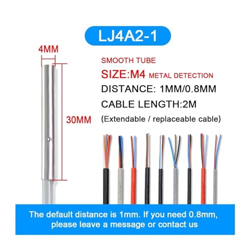 EXBWXNIL Näherungssensorschalter Kleine Größe M3 M4 1mm Edelstahl Induktion Automatisierung Induktion Metall(M4 Smooth Tube,PNP NO)