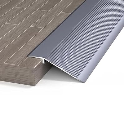 Floor Transition Strip 4in Aluminum Threshold Ramp for Doorways, Door, Tile, Thresholds Reducer for Threshold Height Less Than 1.4 Inch, Easy to Install(Gray)