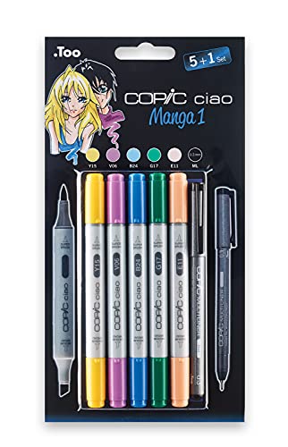 Copic Ciao Ensemble comprenant Manga 1 Marqueur (Lot de 5)/ Stylo multiliner