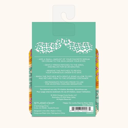 Studio Oh! Reusable Under-Eye Patches, Puffy Eyes Treatment and Under Eye Masks Skincare, 100% Silicone Eye Patches, Pairs with Favorite Serums or Creams, Happy-Go-Lucky