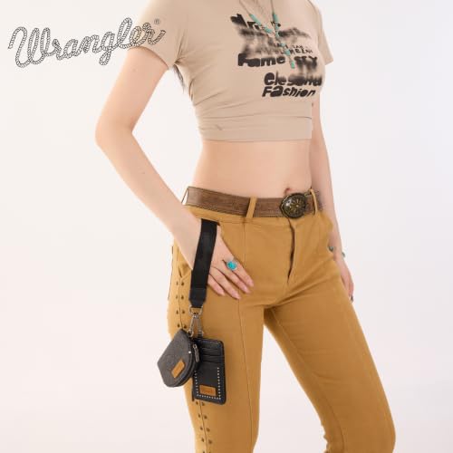 Image of Wrangler Keychain Wristlet Wallets for Women Western Dual Pouch Wristlet Credit Card Holder Wallet