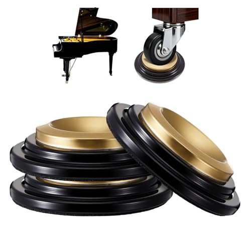 Innconee 3 Pcs Piano Caster Cups Hardwood Floors, Grand Piano Floor Protectors, Heavy Duty Non-Slip Felt Bottom Leg Pads for Furniture (Double Layer,Metal Rubber)
