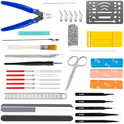 Waltool 40Pcs Modeler Basic Tools Craft Set Compatible with Gundam, Hobby Building Tools for Model Assembling, Building and Repairing