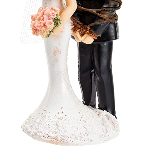 Funny Wedding Cake Topper, Bride Tied Up Groom Couple Figurine Decorations (2.6 X 4.6 X 2.3 In) #TOP5