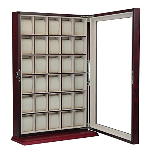 Timelybuys 30 Piece Cherry Wood Watch Display Wall Hanging Case And Storage Organizer Box And Stand Father's Day #TOP1