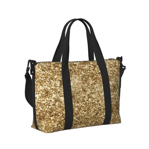 Gold Confetti Glitter Foldable Travel Tote Bag With Multiple Pockets Durable Weekend Overnight Duffel Bag For Gym Camping Hiking Business Trip2