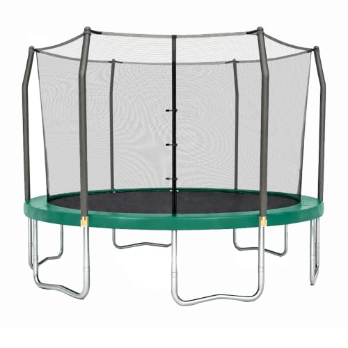 Skywalker Trampoline Outdoor 12 Ft. Round Trampoline with Net Enclosure and Trampoline Mat - Green
