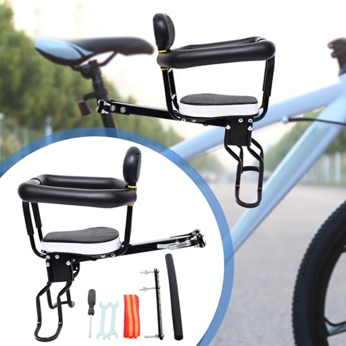 ROMYIX 40kg Child Bike Seat kids Bicycle Front Mount Safe Seat Front Mountain Bike Seat Kid Protect Chair with Handrail Pedal (Balck) - Image 9