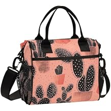 Cactus Pattern Insulated Cooler Bag - Portable 12 Cans Reusable Soft Cooler with Shoulder Strap for Picnic, Beach, Work, Travel