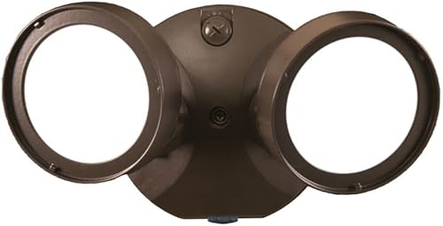 HALO Luz LED de seguridad para exteriores del anochecer al amanecer, 2 cabezales redondos, bronce