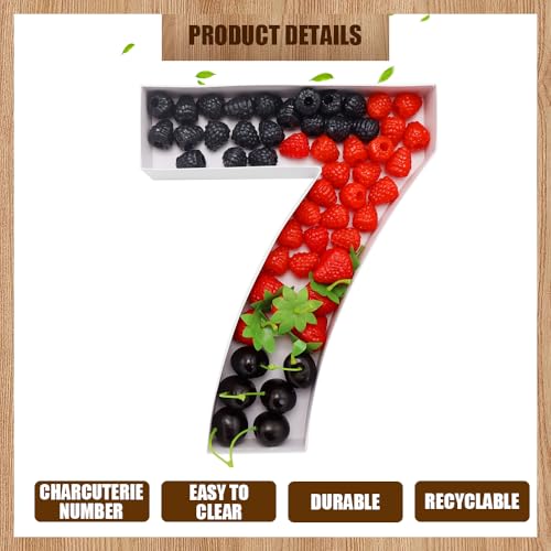 Image of 12 inch Fillable Number Paper Mache Cardboard Cutouts Sweet Charcuterie Board Tray(White, 7 Shape)
