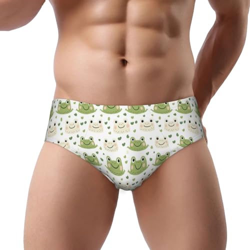 Frog Cute Heart Print Mens Underwear Briefs - Breathable Comfort Classic Fit Mens Bikini Underwear