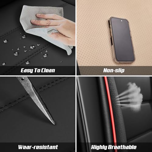 Megaseat Car Seat Covers for Chevrolet Chevy Avalanche 2007-2013, Leather Auto Seat Cover Luxury Cushions Waterproof Seat Protectors (Black Red,Full Set) by Megaseat - Used condition - Image 6