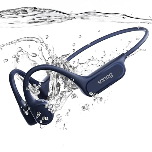 Sanag B33S Knochenschall Kopfhörer Schwimmen, IPX8 Wasserdichte Bluetooth Open Ear Kopfhörer mit Mikrofon, 32GB MP3 Speicher, Anruf-Rauschunterdrückung, 8 Stunden...