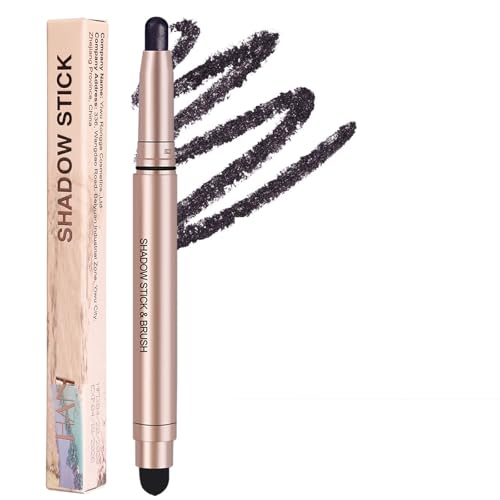 Image of Black Eyeshadow Stick, Metallic Glitter Eye Shadow Crayon Pen Eyeshadows Pencil, Shimmer Long Lasting Smooth Sparkle Highly Pigmented Hypoallergenic Waterproof Eyeshadow for Eye Makeup
